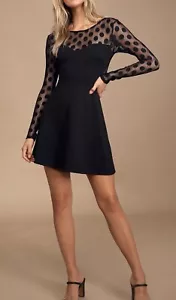 Lulus Dress In Hot Dot-ter Long Sleeve Black Polka Dot Women's Size XS - Picture 1 of 14