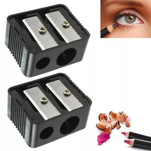 2 Eyebrow Dual Pencil Sharpener Infallible Tool Compact Wooden Lip Line Eyeliner - Picture 1 of 1