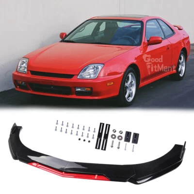 Parachoques delantero divisor de alerón labial negro y rojo brillante para Honda Prelude 92-96 Foto 1 de 4