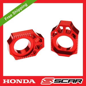 CHAIN ADJUSTER HONDA CR 125 CRF 250 450 X CR125 CR250 CRF250R CRF450R RED SCAR - Picture 1 of 2