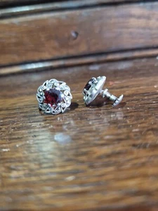 Real Silver & Ruby Earrings TESTED GENUINE Vintage Victorian? Unwanted Gift See - Picture 1 of 8