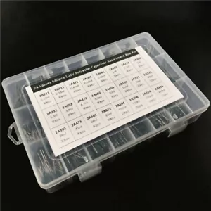 24values 660pcs 100V Mylar Film Capacitor assorted box 2A221J~2A474J 330pF~470nF - Picture 1 of 3