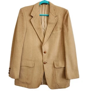 100% Camel Hair Coat Mens L Blazer Sport Jacket Suit Tan Vintage Kutler Bros - Picture 1 of 20