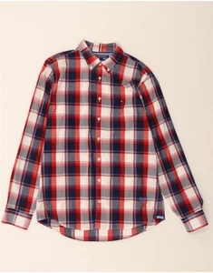 TOMMY HILFIGER Mens Regular Fit Shirt Large Red Check Cotton BT04 - Picture 1 of 3