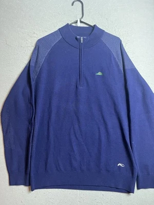 KJUS Kulm Merino Wool Sweater Pullover Mens Size 54 XL Blue 1/4 Zip Golf EUC - Image 1 of 4