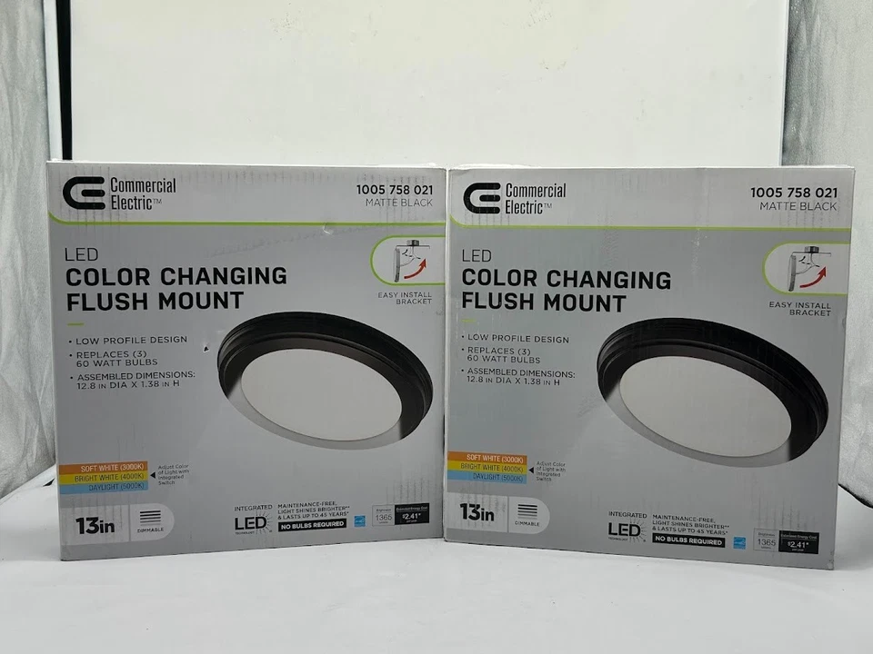 13 In. Matte Black Selectable LED Flush Mount by Commercial Electric