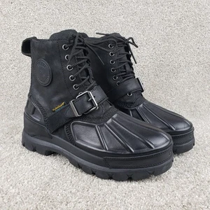Polo Ralph Lauren Stiefel Herren 9 Schwarz Oslo Hoch Wasserdicht Wildleder Lederstiefel - Bild 1 von 10