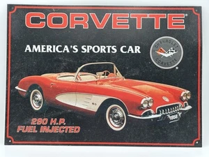 corvette americas sport car 290 hp fuel injected metal sign 12x17. - Picture 1 of 2