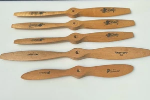 Lot of 5 Vintage Wooden Model Airplane Propellers Top Flite Zinger Rev-Up - Picture 1 of 7