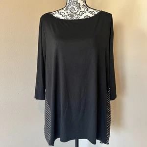 CYRUS Black Top with Polka Dot Insert Side - Size 1X - Picture 1 of 7