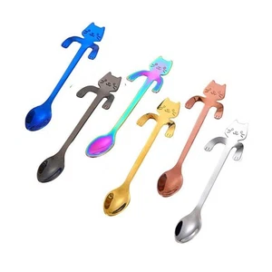 Cat Spoon Coffee Tea Spoon Set, Stainless Steel Mini Cute Kitten Stirring Tea... - Picture 1 of 6