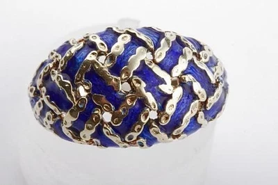 Ring Email Emaille 585 14k Gelb Gold Gr 55 Top! # - Bild 1 von 4