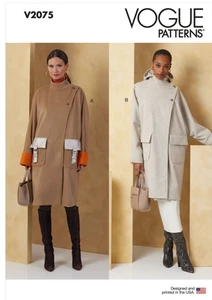 Vogue V2075 Sewing Pattern Misses' Coat Front Pockets Size (XS-S-M-L-XXL) UNCUT - Picture 1 of 9