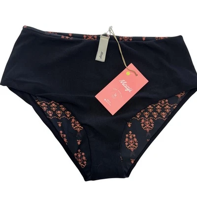 Maaji Bikini Bottom Womens Medium Black Coral Reversible High Waisted 2in1 Swim - Image 1 of 4