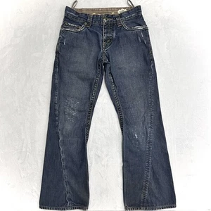 Stitch's Jeans Mens 30 Nebraska Bootcut Spur Distressed Twisted Hem Denim 30x30 - Picture 1 of 24