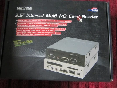 SOHOUSB 3.5" Internal Multi I/O Card Reader w/Audio - NOS - Image 1 of 4