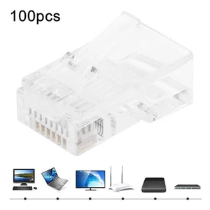 `100 Stück RJ45 Cat5E Modulare Ungeschirmte Vergoldete Netzwerkkabelstecker - Photo 1/19