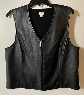Apt 9 из натуральной кожи ягненка на молнии свитер назад жилет черный размер XL винтажный - Изображение 1 из 4