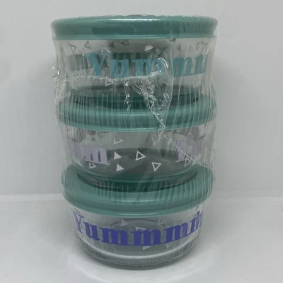 Juego de cuencos y tapas de almacenamiento de vidrio Pyrex Yummmmm 1 taza / 236 ml / 3,5 pulgadas x 1,7 pulgadas NUEVO Foto 1 de 4