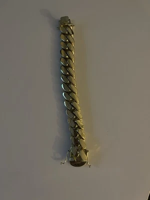 "Brazalete de eslabones cubanos Miami hecho a mano 22 mm 8,5"" 200 g - enchapado en oro de 14 quilates" Foto 1 de 4