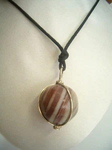 Ciondolo in ARGENTO 925 con sfera in DIASPRO rosso e girocollo - pietra dura - - Foto 1 di 5