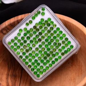 130 Pcs Natural Chrome Diopside 2.20mm Round Cut Vivid Green Loose Gemstones Lot - Picture 1 of 3