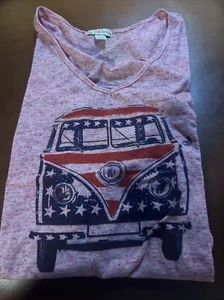Live And Let Live Van Patriotic Red Embellished T Shirt  Womans Large - Picture 1 of 2