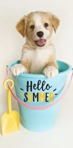 Cute Puppy Dog Bath Beach Towel 100% COTTON 70 x 140 cm - Picture 1 of 1