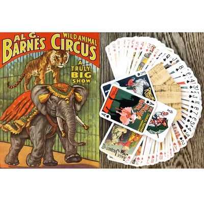 Playing Cards (Poker Deck 54Card) CIRCUS Animals Clown Vintage FlonzGift 652-003 - Image 1 of 4