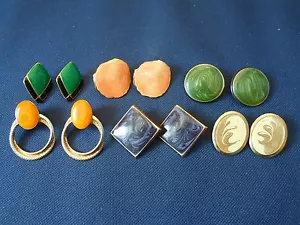 6 Pairs of Nice Vintage 1980's Post Style Earrings - Various Shapes & Colors - Picture 1 of 8