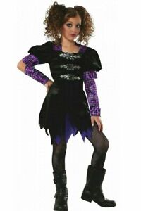 Girl's Punk Pop Rock Star Diva Costume Dress w Armband & Headpiece Child M 7-8