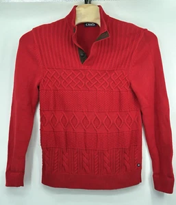 Chaps Ralph Lauren Sweater Mens Medium Red Long Sleeve Cable Knit Vintage - Picture 1 of 17