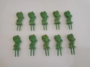 Vintage Set of 10 Jolly Green Giant Little Green Sprout Corn on the Cob Holders - Picture 1 of 3