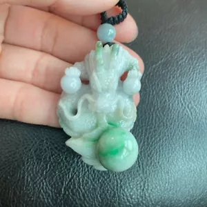 Geschnitzter 3D-Drache natürliche Jadeit Jade 100 % Klasse A Anhänger Kraft Stärke L - Bild 1 von 11
