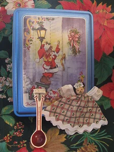 GIFT SET Christmas Santa Tin Handmade Angel Ornament Decorative Ceramic Spoon EC - Picture 1 of 7