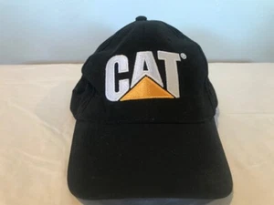 CAT Caterpillar Baseball Hat Cap Black Logo Construction Heavy Machinery EUC - Picture 1 of 5