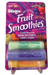 Blistex Fruit Smoothies Lip Balm 3-pack SPF 15 - Berry Melon Tropical Vtg Old - Picture 1 of 4