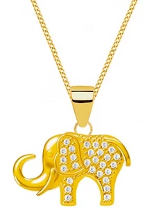 Halskette Gold Elefant 925 18K vergoldet mit Zirkonia Damen Anhänger Kette 45 - Bild 1 von 4