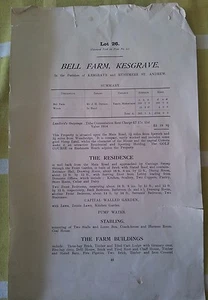 SALES PARTICULARS CEDARS FARM HOLLESLEY & BELL FARM KESGRAVE C1914 IPSWICH - Picture 1 of 5