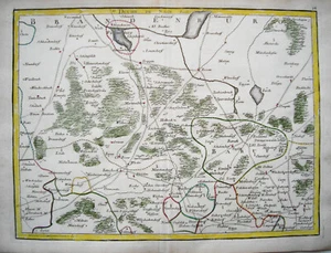 `Brandenburg Gruna Zossen Baruth Gruna Landkarte Kupferstich Le Rouge 1757 - Picture 1 of 4