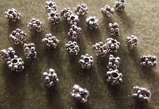 DOUBLE STACKED DAISY SPACER BARREL BEADS 3 MM TIBETIAN SILVER 50 PIECES