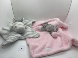 2 x Keeleco Zebra 10" UND Baby Town rosa Elefant 15" Doudou Decken (Ref 1) - Bild 1 von 3
