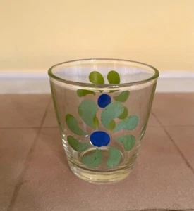Vintage 1/2 pt. 8 oz. Breakstone Sour Cream Green Daisy Glas - Bild 1 von 3