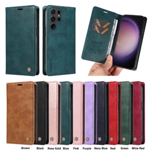 Wallet Leather Stand Case Magnetic Phone Case Fr Samsung S24Ultra S23 S22 S21 S7 - Picture 1 of 47