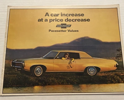 Chevrolet Pacesetter Values Impala 1969, Camaro, Nova folleto de ventas de automóviles Foto 1 de 4