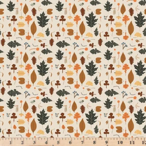 Pumpkin Spice Leaves Ivory Harvest Fall Fabric C14991 Half Yard Continuous Cut - Picture 1 of 5