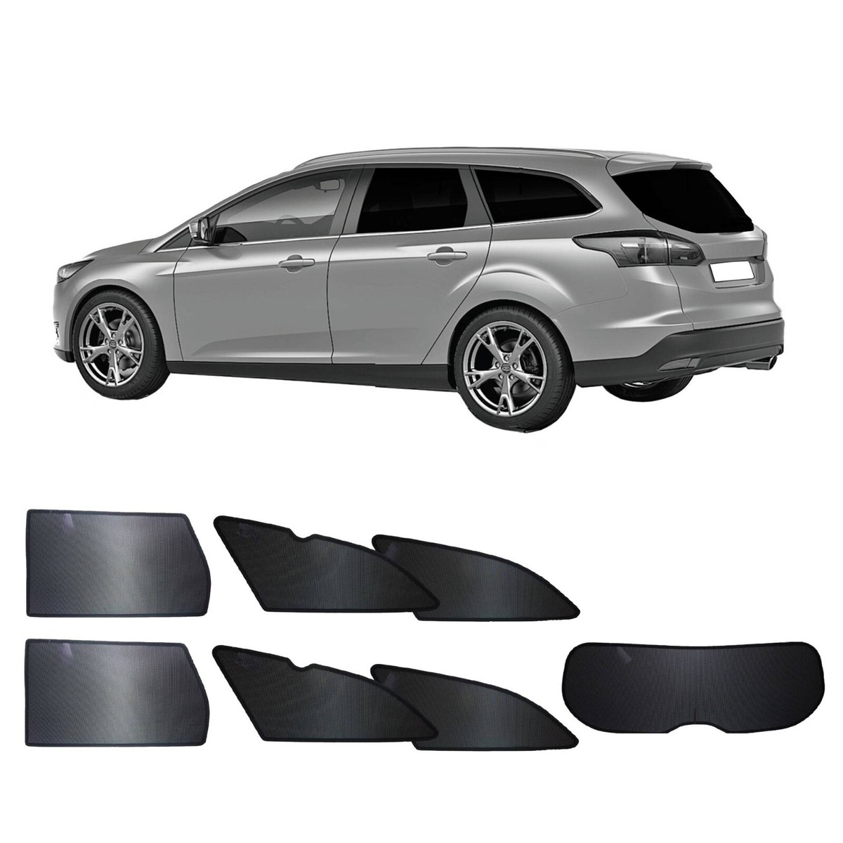 Kit Tendine Privacy Per Ford Focus 5p (2002-2011) - 6 Pezzi - Oscuranti, Anti-UV E Anti-Insetti