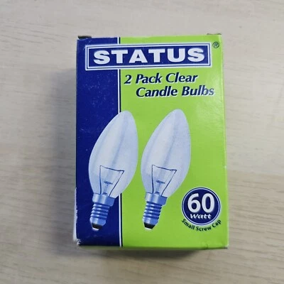 Status 2 Pack Clear Candle Bulbs 60w E14 240V Small Screw Cap 660lm 1000H - Image 1 of 4