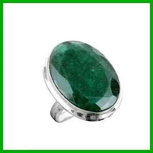 Sterling Silver Zambia Emrald Stone Promise Solitaire Daughter Gift Wedding Ring - Picture 1 of 7