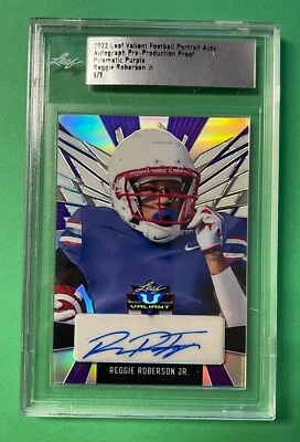 2022 LEAF VALIANT REGGIE ROBERSON JR. AUTO PRISMATIC PURPLE PROOF 1/1 TITANS - Image 1 of 2